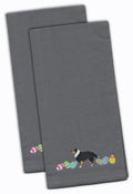 Sheltie Easter Gray Embroidered Towel Set of 2