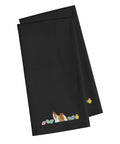 Shih Tzu Easter Black Embroidered Towel Set of 2 Decorative Bathroom Guest Hand Towel for Hand, Face, Tea, Dishcloth, 19 X 25, Black