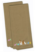 Shih Tzu Easter Tan Embroidered Towel Set of 2 Decorative Bathroom Guest Hand Towel for Hand, Face, Tea, Dishcloth, 19 X 25, Tan