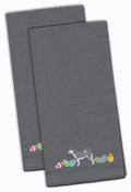 Siberian Husky Easter Gray Embroidered Towel Set of 2