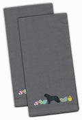 Spanish Water Dog Easter Gray Embroidered Towel Set of 2
