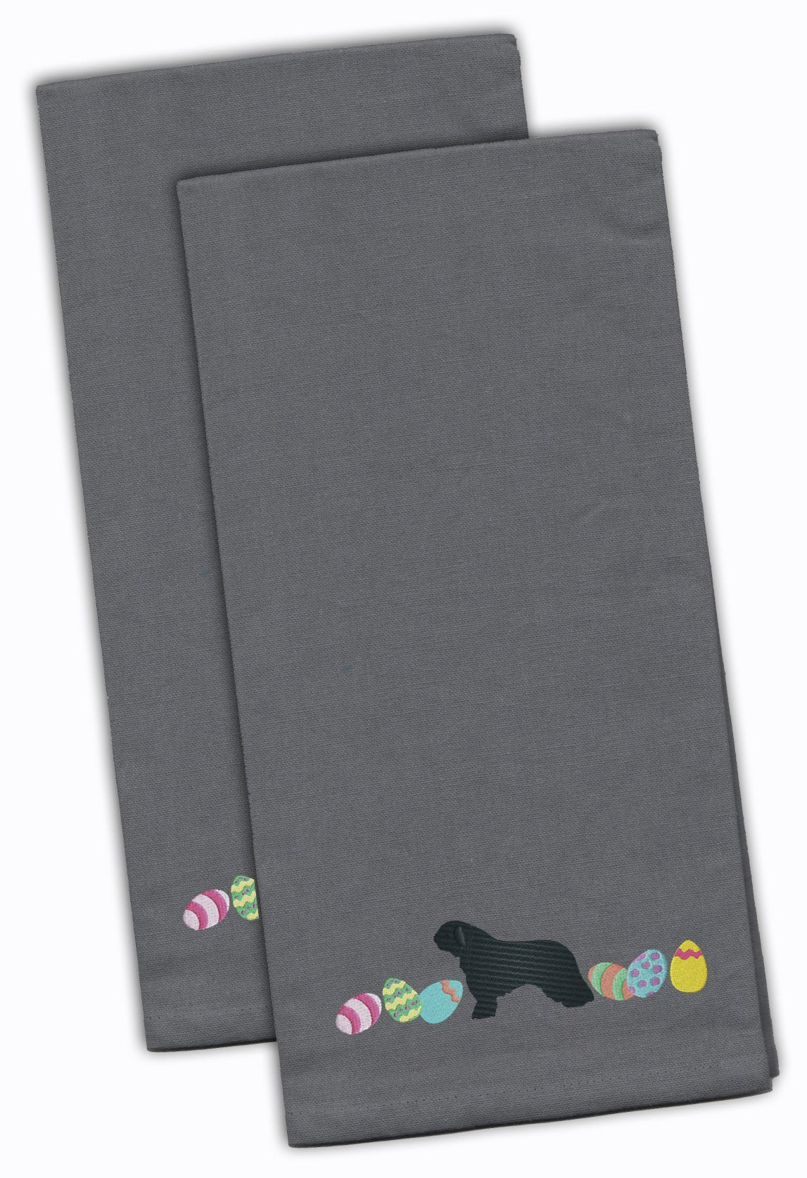 Spanish Water Dog Easter Gray Embroidered Towel Set of 2