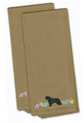 Spanish Water Dog Easter Tan Embroidered Towel Set of 2 Decorative Bathroom Guest Hand Towel for Hand, Face, Tea, Dishcloth, 19 X 25, Tan