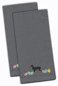 Toy Fox Terrier Easter Gray Embroidered Towel Set of 2