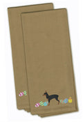 Toy Fox Terrier Easter Tan Embroidered Towel Set of 2 Decorative Bathroom Guest Hand Towel for Hand, Face, Tea, Dishcloth, 19 X 25, Tan