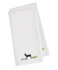 Toy Fox Terrier Easter White Embroidered Towel Set of 2 Decorative Bathroom Guest Hand Towel for Hand, Face, Tea, Dishcloth, 19 X 25, White