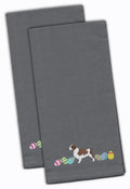 Welsh Springer Spaniel Easter Gray Embroidered Towel Set of 2