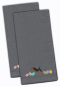 Welsh Terrier Easter Gray Embroidered Towel Set of 2