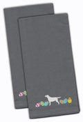 Yellow Labrador Retriever Easter Gray Embroidered Towel Set of 2