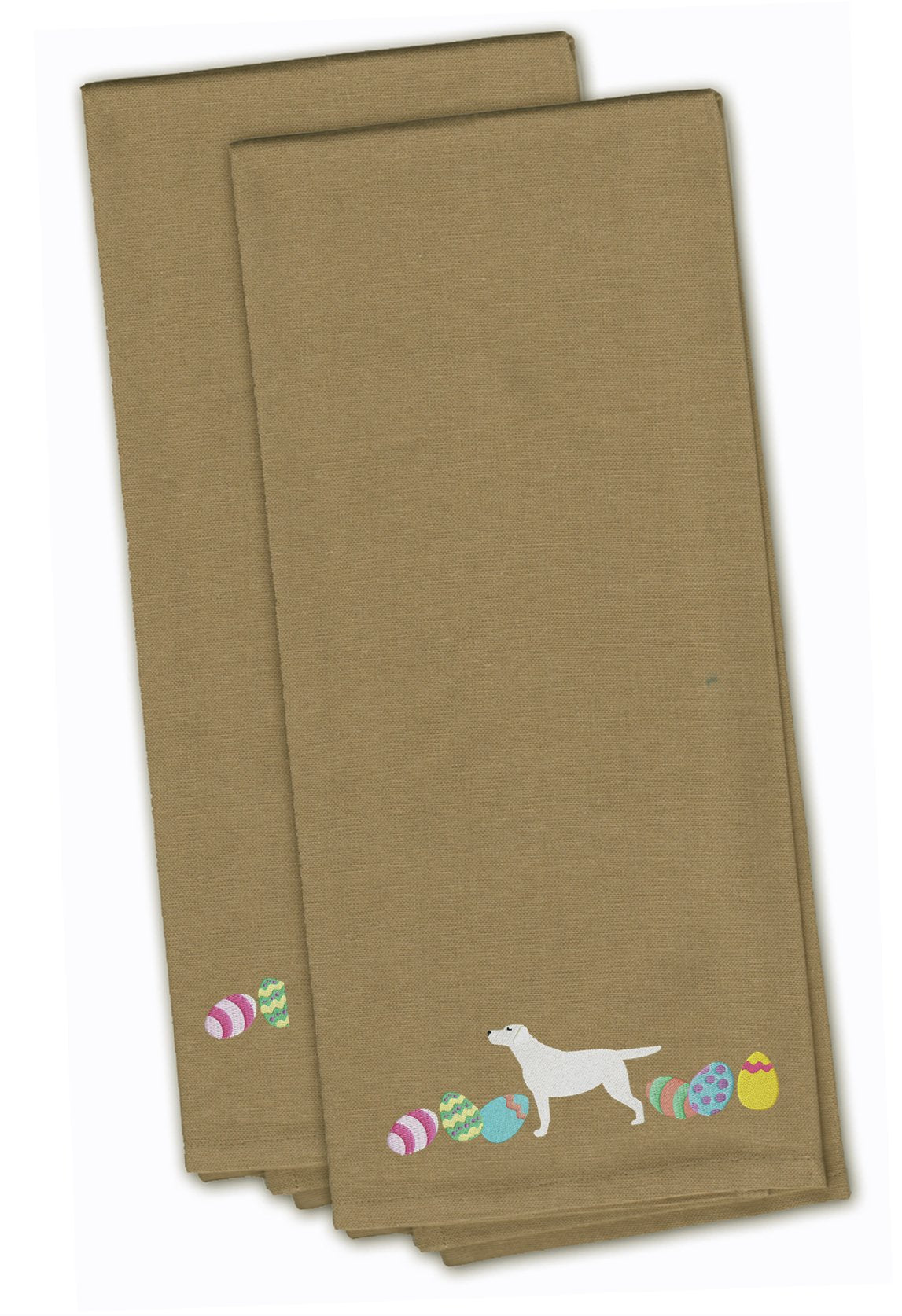 Yellow Labrador Retriever Easter Tan Embroidered Towel Set of 2 Decorative Bathroom Guest Hand Towel for Hand, Face, Tea, Dishcloth, 19 X 25, Tan