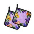 Irises Pot Holder Set of 2 Heat Resistant Quilted Hot Pads 7.5 x 7.5 Inch, Insulated Kitchen Trivets for Cooking & Baking