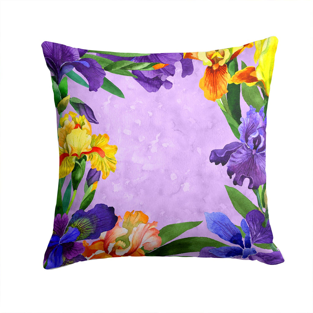 Irises Decorative Throw Pillow 14x14 Indoor Outdoor Accent Cushion, Fabric Cover with Insert for Sofa, Bed, Porch & Living Room