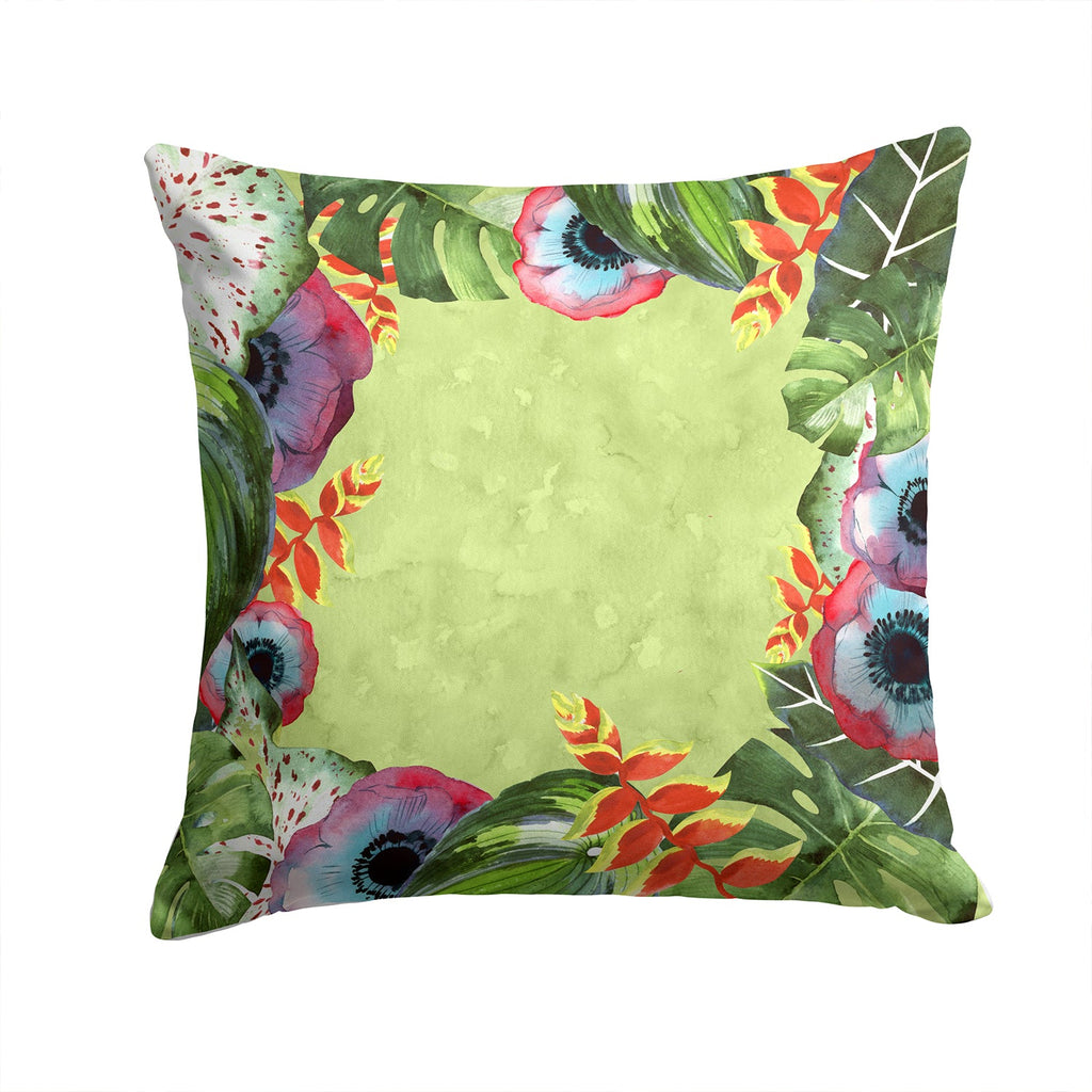 Tropical Decorative Throw Pillow 14x14 Indoor Outdoor Accent Cushion, Fabric Cover with Insert for Sofa, Bed, Porch & Living Room