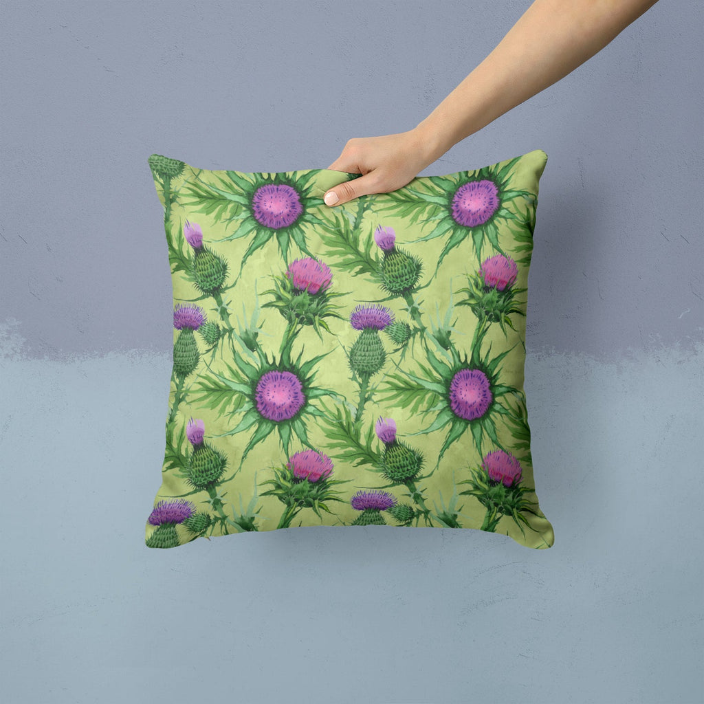 Thistle Decorative Throw Pillow 14x14 Indoor Outdoor Accent Cushion, Fabric Cover with Insert for Sofa, Bed, Porch & Living Room