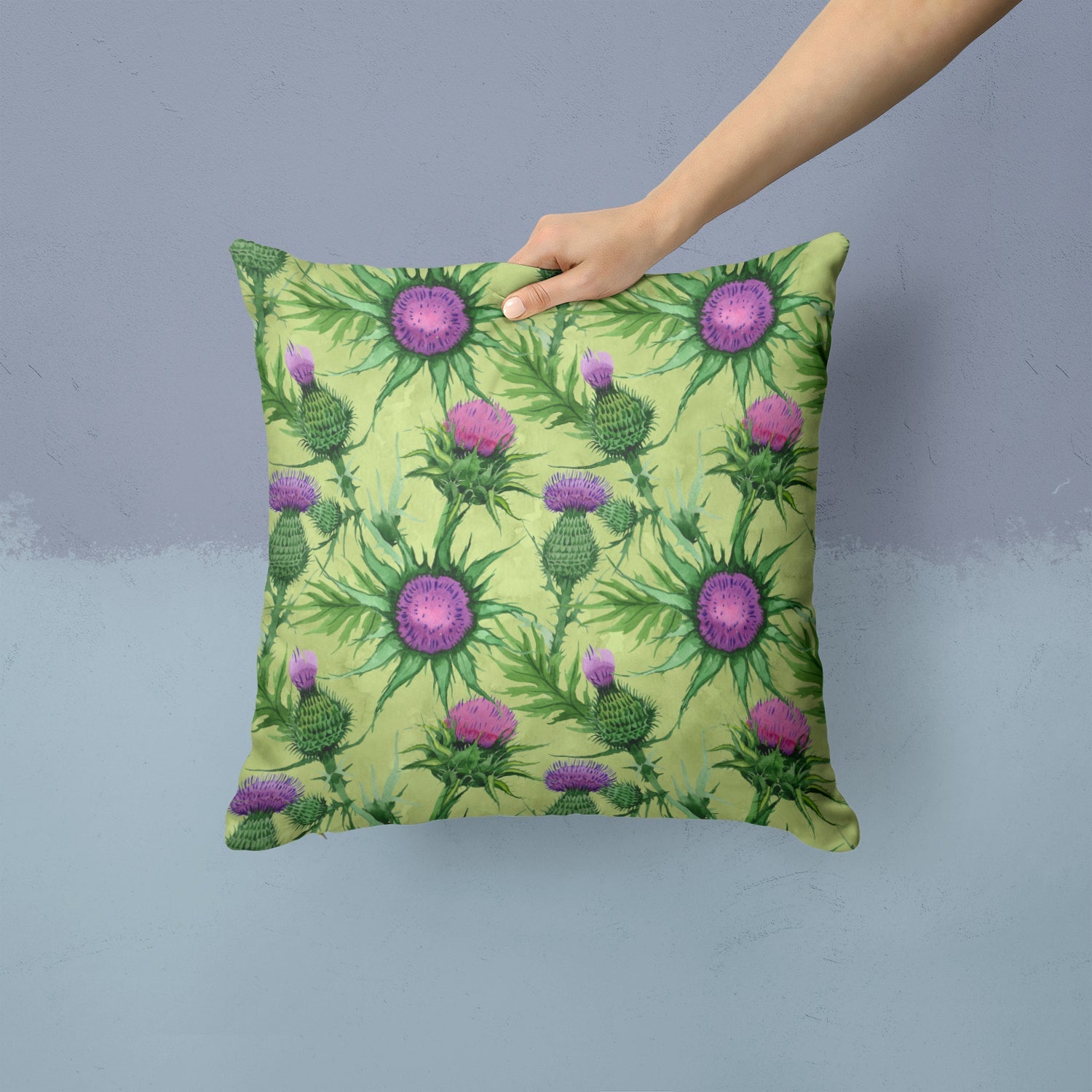 Thistle Decorative Throw Pillow 14x14 Indoor Outdoor Accent Cushion, Fabric Cover with Insert for Sofa, Bed, Porch & Living Room