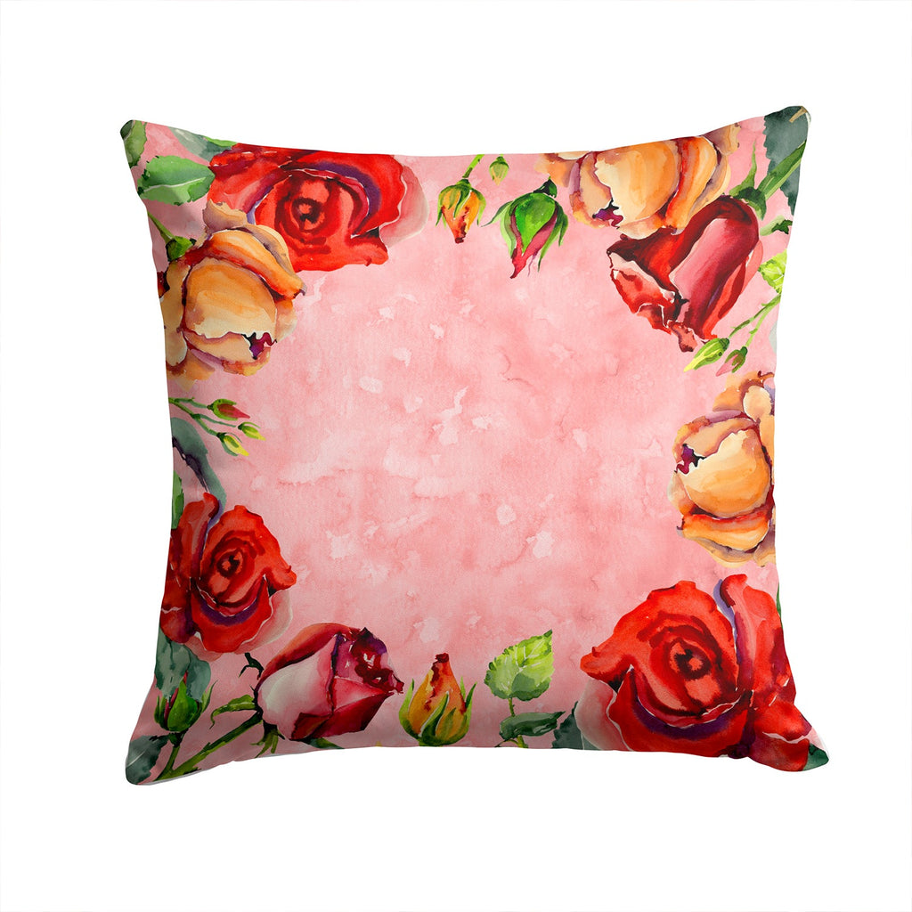 Roses Decorative Throw Pillow 14x14 Indoor Outdoor Accent Cushion, Fabric Cover with Insert for Sofa, Bed, Porch & Living Room