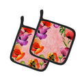 Poppy Flowers Pot Holder Set of 2 Heat Resistant Quilted Hot Pads 7.5 x 7.5 Inch, Insulated Kitchen Trivets for Cooking & Baking