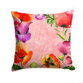 Poppy Flowers Decorative Throw Pillow 14x14 Indoor Outdoor Accent Cushion, Fabric Cover with Insert for Sofa, Bed, Porch & Living Room