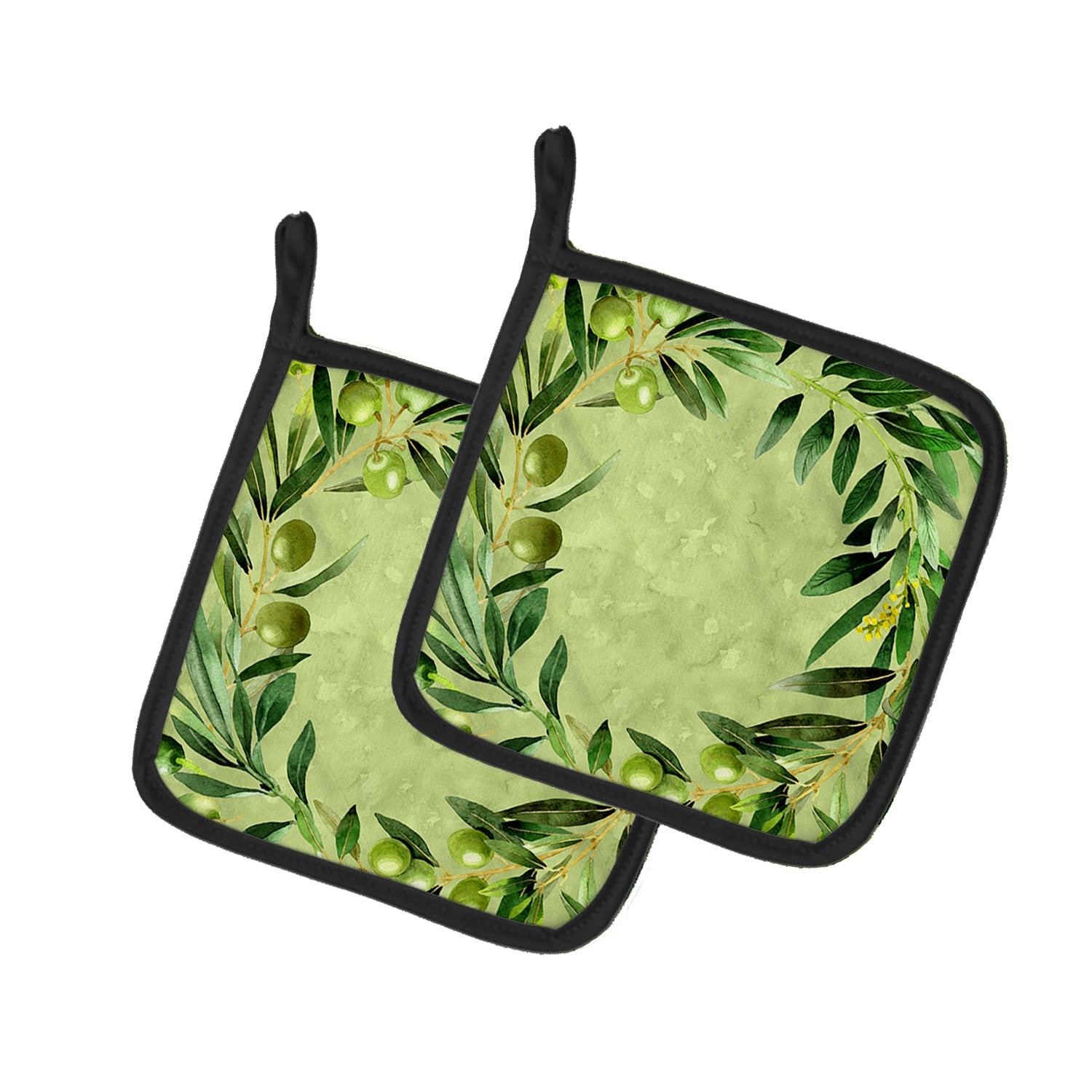 Olives Pot Holder Set of 2 Heat Resistant Quilted Hot Pads 7.5 x 7.5 Inch, Insulated Kitchen Trivets for Cooking & Baking