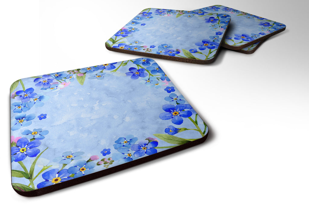 Myosotis flowers Foam Coasters Set of 4 Cup Coasters for Indoor Outdoor, Tabletop Protection, Anti Slip, Mouse pad Material
