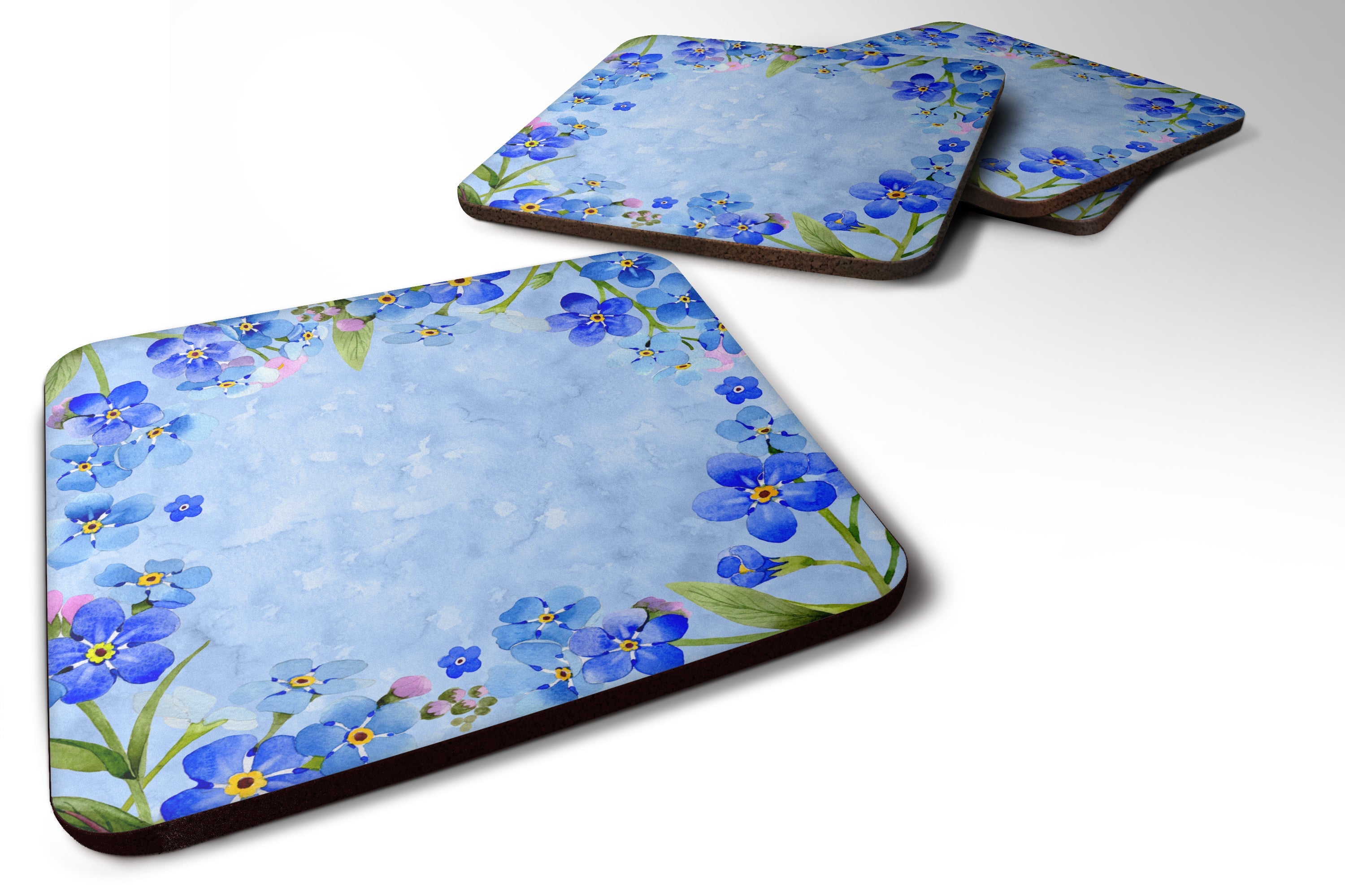 Myosotis flowers Foam Coasters Set of 4 Cup Coasters for Indoor Outdoor, Tabletop Protection, Anti Slip, Mouse pad Material