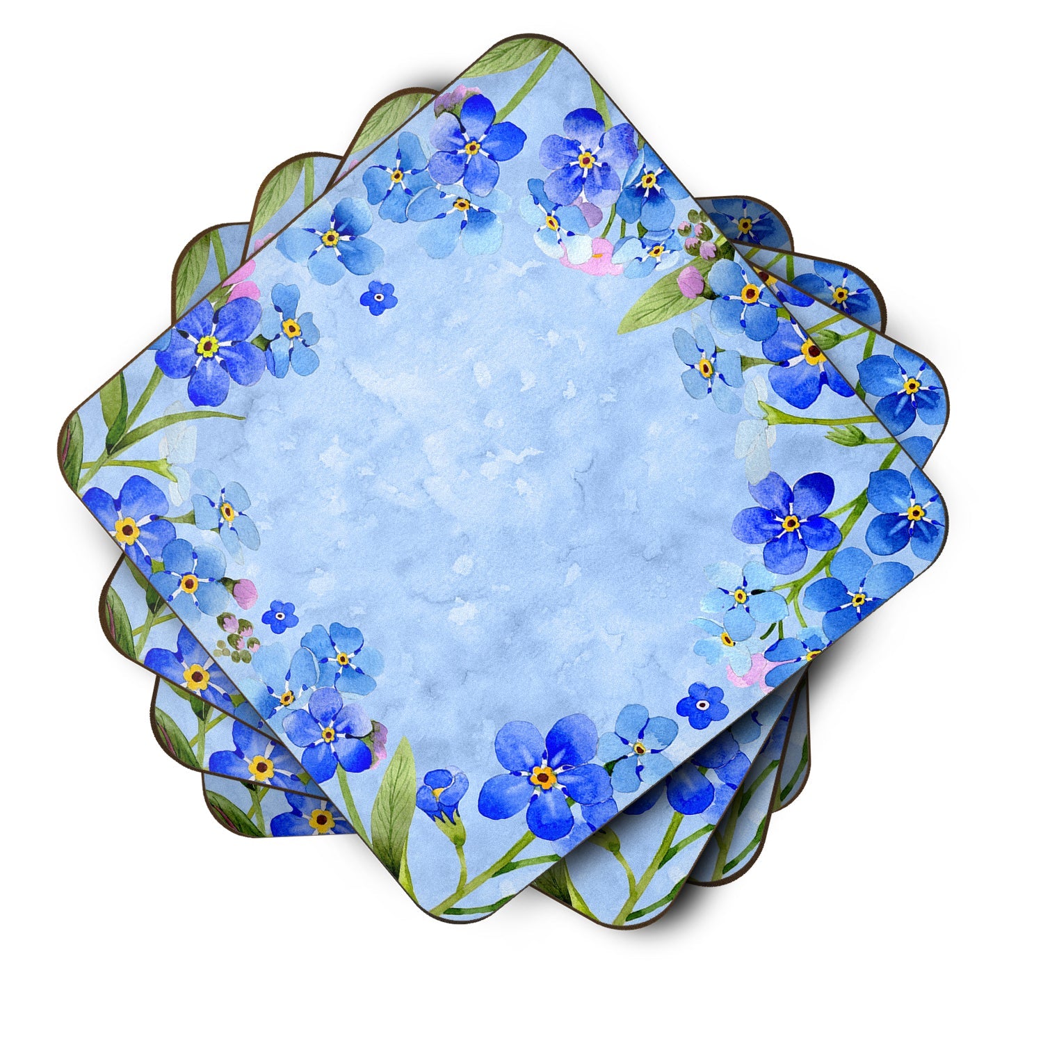 Myosotis flowers Foam Coasters Set of 4 Cup Coasters for Indoor Outdoor, Tabletop Protection, Anti Slip, Mouse pad Material