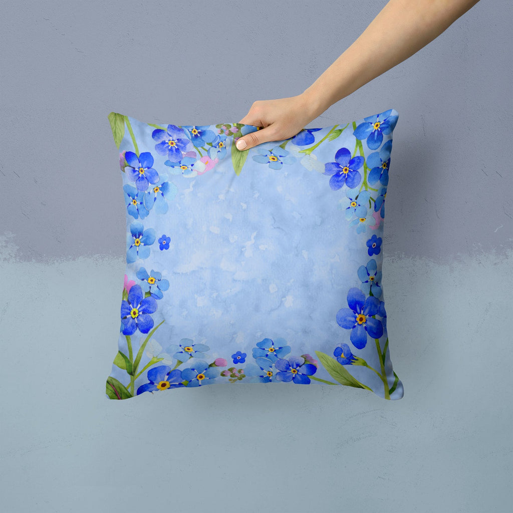 Myosotis flowers Decorative Throw Pillow 14x14 Indoor Outdoor Accent Cushion, Fabric Cover with Insert for Sofa, Bed, Porch & Living Room