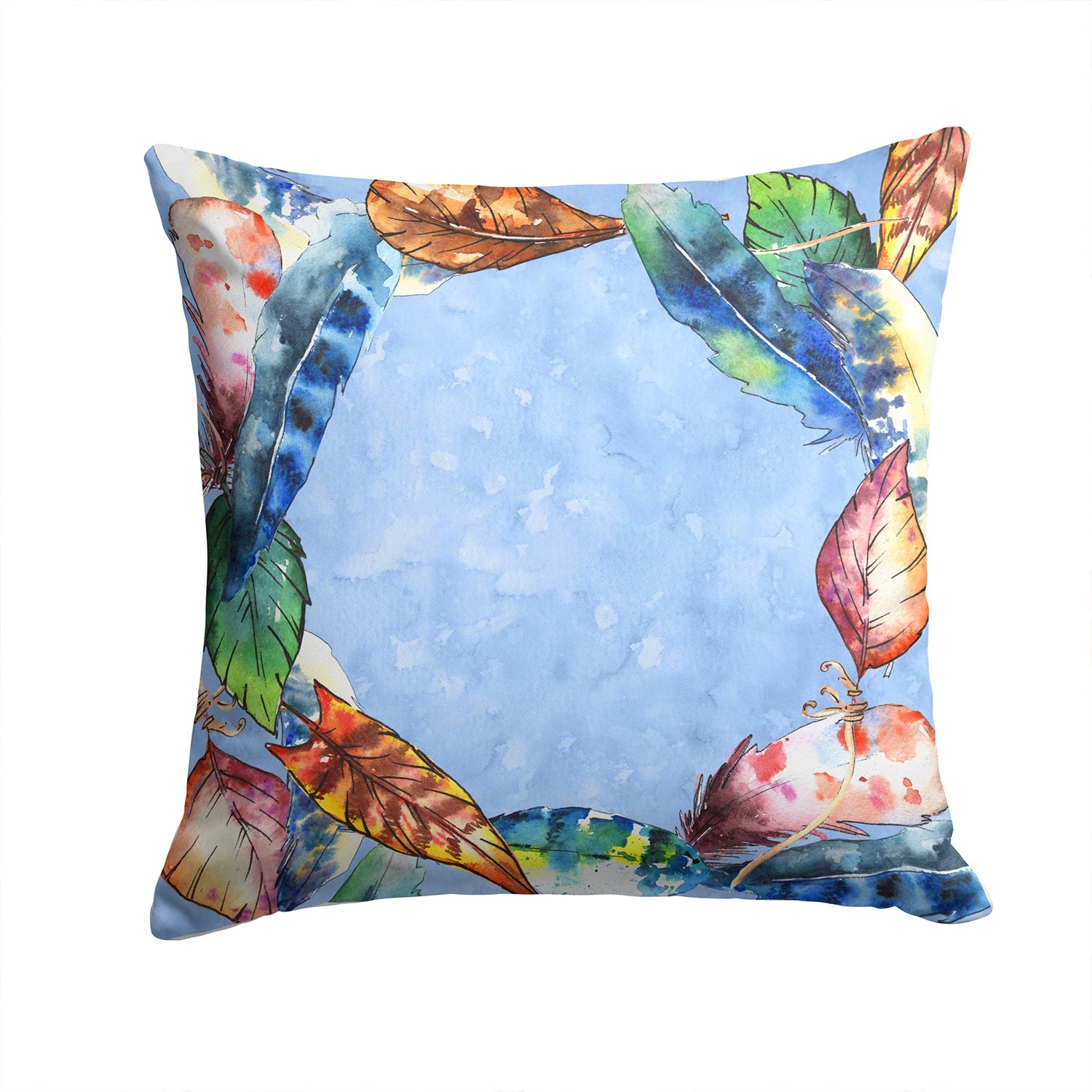 Feathers Decorative Throw Pillow 14x14 Indoor Outdoor Accent Cushion, Fabric Cover with Insert for Sofa, Bed, Porch & Living Room