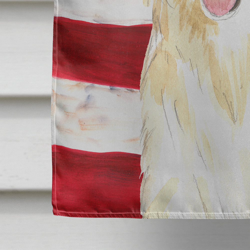 Patriotic USA White Collie House Flag 28x40 Porch Sleeve Pole Decorative Outside Yard Banner Artwork Wall Hanging, Polyester