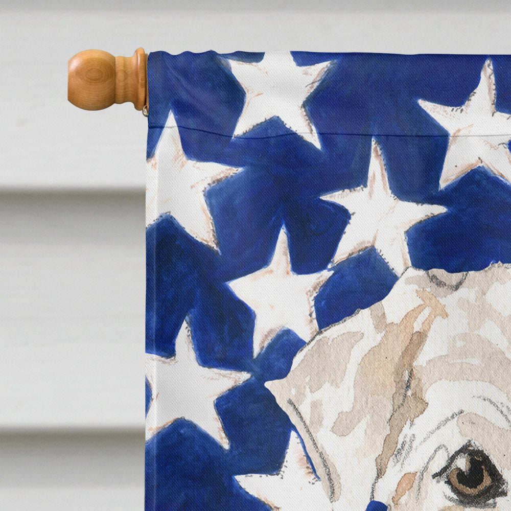 Patriotic USA Wheaten Terrier House Flag 28x40 Porch Sleeve Pole Decorative Outside Yard Banner Artwork Wall Hanging, Polyester