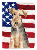 Patriotic USA Welsh Terrier House Flag 28x40 Porch Sleeve Pole Decorative Outside Yard Banner Artwork Wall Hanging, Polyester