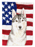 Patriotic USA Siberian Husky House Flag 28x40 Porch Sleeve Pole Decorative Outside Yard Banner Artwork Wall Hanging, Polyester