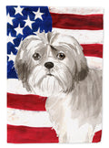 Patriotic USA Shih Tzu Puppy House Flag 28x40 Porch Sleeve Pole Decorative Outside Yard Banner Artwork Wall Hanging, Polyester