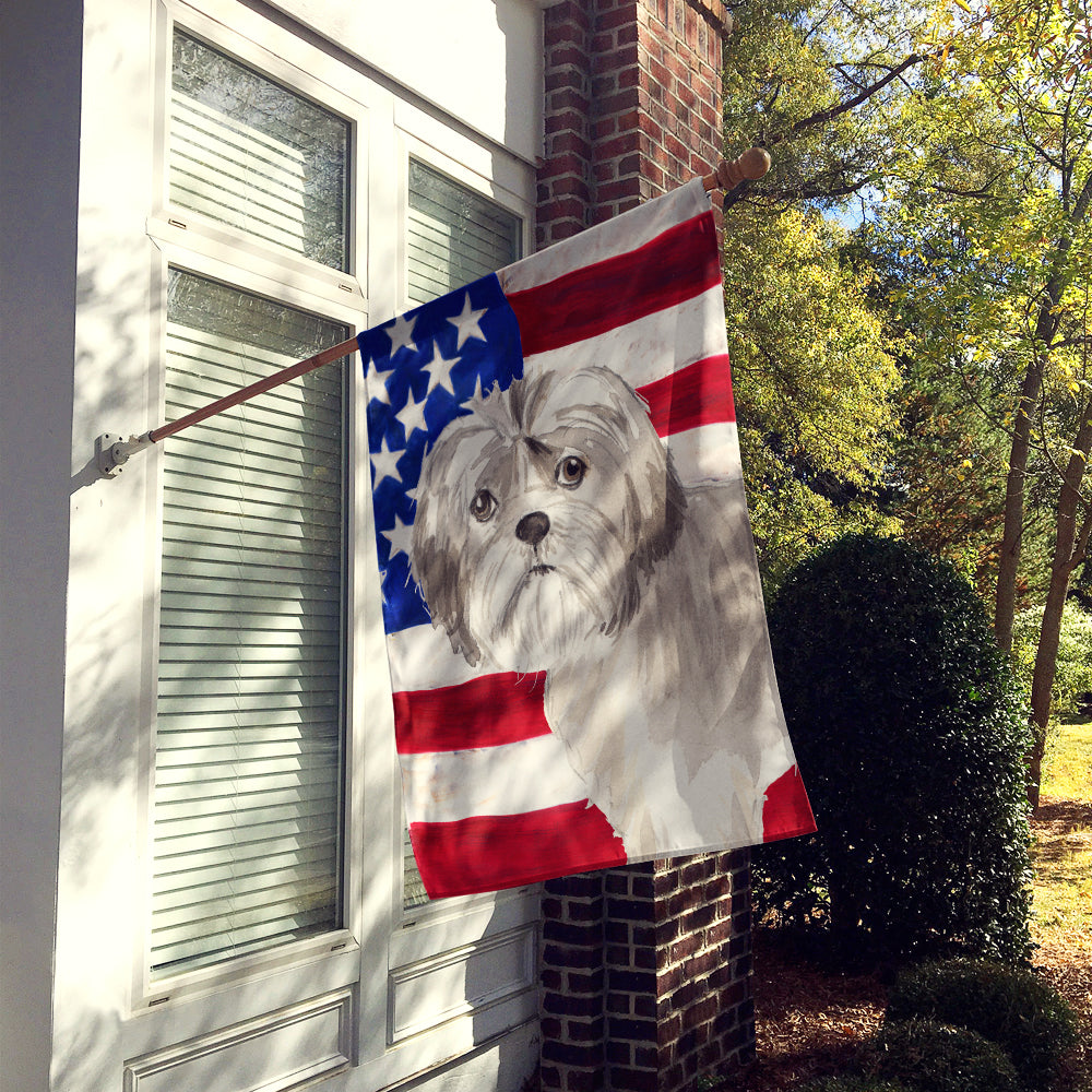 Patriotic USA Shih Tzu Puppy House Flag 28x40 Porch Sleeve Pole Decorative Outside Yard Banner Artwork Wall Hanging, Polyester