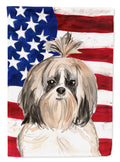 Patriotic USA Shih Tzu House Flag 28x40 Porch Sleeve Pole Decorative Outside Yard Banner Artwork Wall Hanging, Polyester