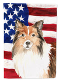 Patriotic USA Sheltie House Flag 28x40 Porch Sleeve Pole Decorative Outside Yard Banner Artwork Wall Hanging, Polyester