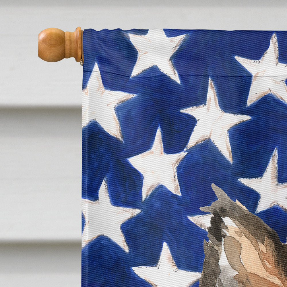 Patriotic USA Sheltie House Flag 28x40 Porch Sleeve Pole Decorative Outside Yard Banner Artwork Wall Hanging, Polyester
