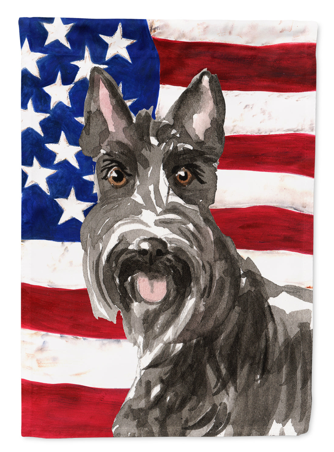 Patriotic USA Scottish Terrier House Flag 28x40 Porch Sleeve Pole Decorative Outside Yard Banner Artwork Wall Hanging, Polyester