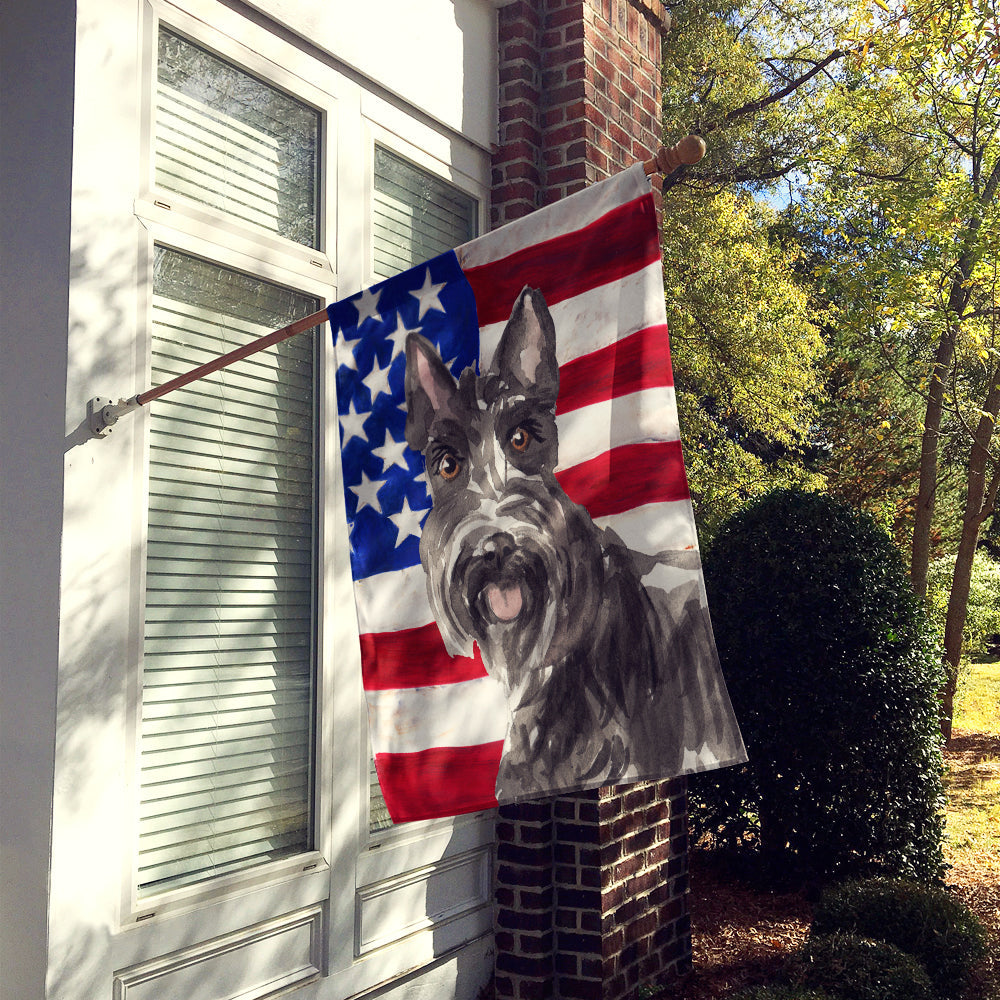Patriotic USA Scottish Terrier House Flag 28x40 Porch Sleeve Pole Decorative Outside Yard Banner Artwork Wall Hanging, Polyester