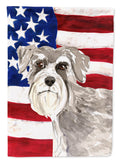Patriotic USA Schnauzer #1 House Flag 28x40 Porch Sleeve Pole Decorative Outside Yard Banner Artwork Wall Hanging, Polyester