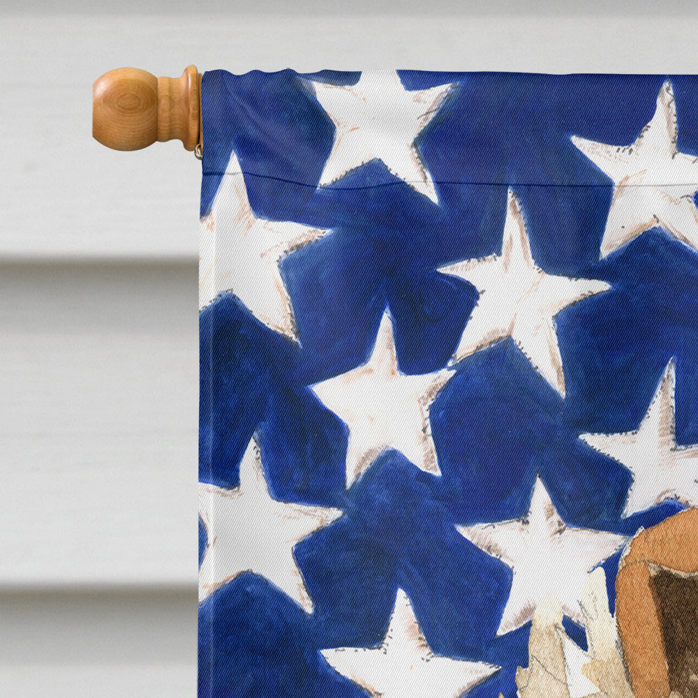 Patriotic USA Rough Collie House Flag 28x40 Porch Sleeve Pole Decorative Outside Yard Banner Artwork Wall Hanging, Polyester