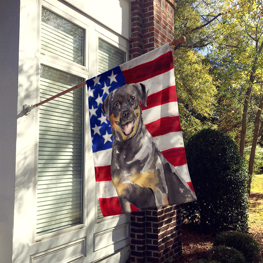 Patriotic USA Rottweiler House Flag 28x40 Porch Sleeve Pole Decorative Outside Yard Banner Artwork Wall Hanging, Polyester