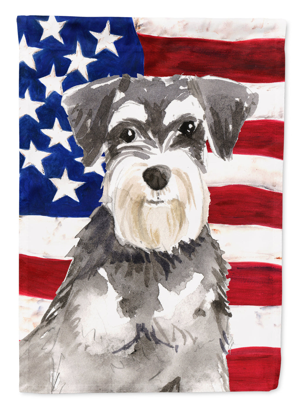 Patriotic USA Schnauzer #2 House Flag 28x40 Porch Sleeve Pole Decorative Outside Yard Banner Artwork Wall Hanging, Polyester