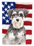 Patriotic USA Schnauzer #2 House Flag 28x40 Porch Sleeve Pole Decorative Outside Yard Banner Artwork Wall Hanging, Polyester