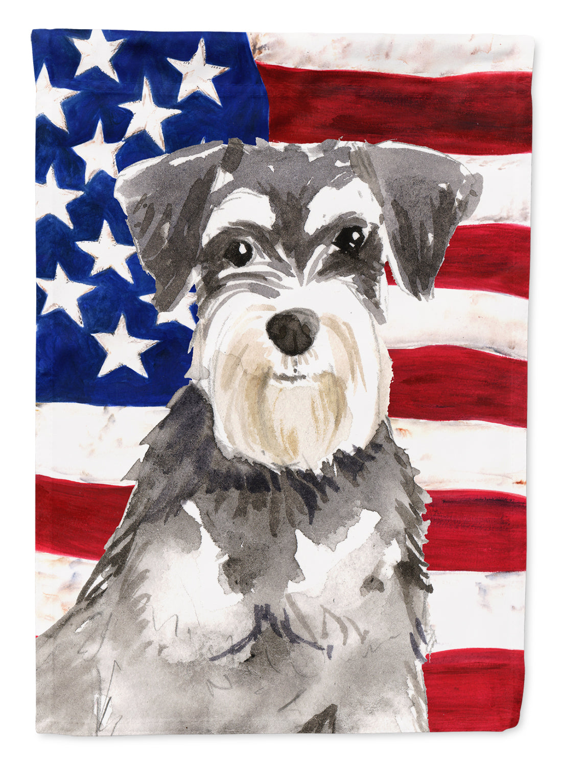 Patriotic USA Schnauzer #2 House Flag 28x40 Porch Sleeve Pole Decorative Outside Yard Banner Artwork Wall Hanging, Polyester