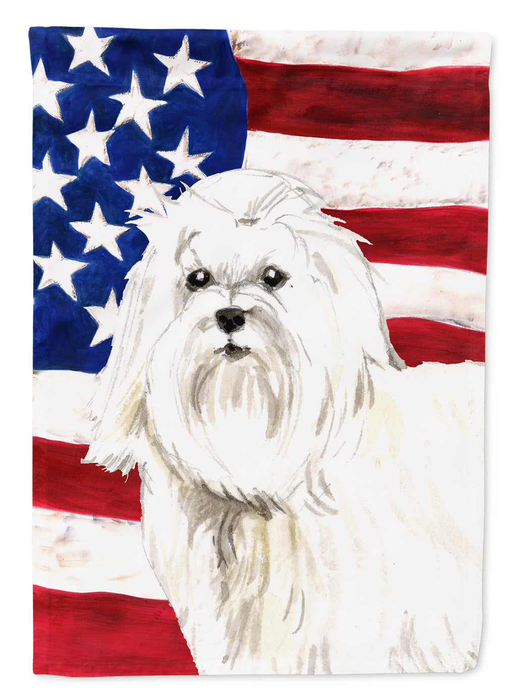Patriotic USA Maltese House Flag 28x40 Porch Sleeve Pole Decorative Outside Yard Banner Artwork Wall Hanging, Polyester