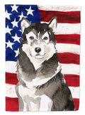Patriotic USA Alaskan Malamute House Flag 28x40 Porch Sleeve Pole Decorative Outside Yard Banner Artwork Wall Hanging, Polyester