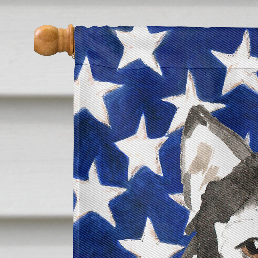 Patriotic USA Alaskan Malamute House Flag 28x40 Porch Sleeve Pole Decorative Outside Yard Banner Artwork Wall Hanging, Polyester