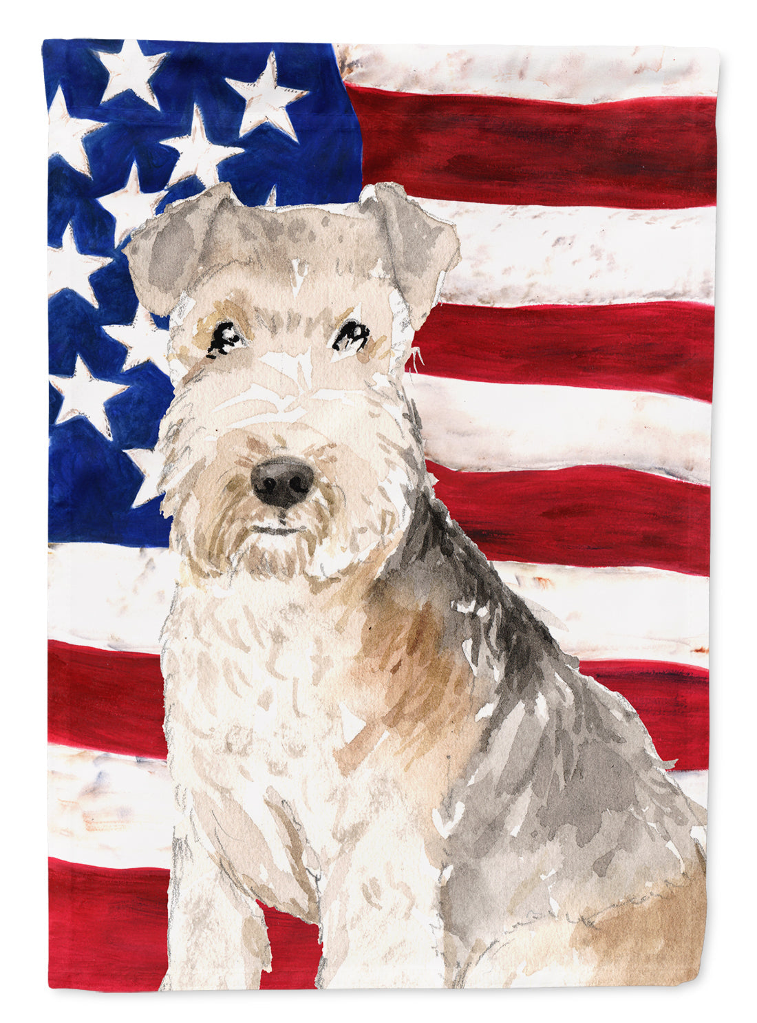 Patriotic USA Lakeland Terrier House Flag 28x40 Porch Sleeve Pole Decorative Outside Yard Banner Artwork Wall Hanging, Polyester