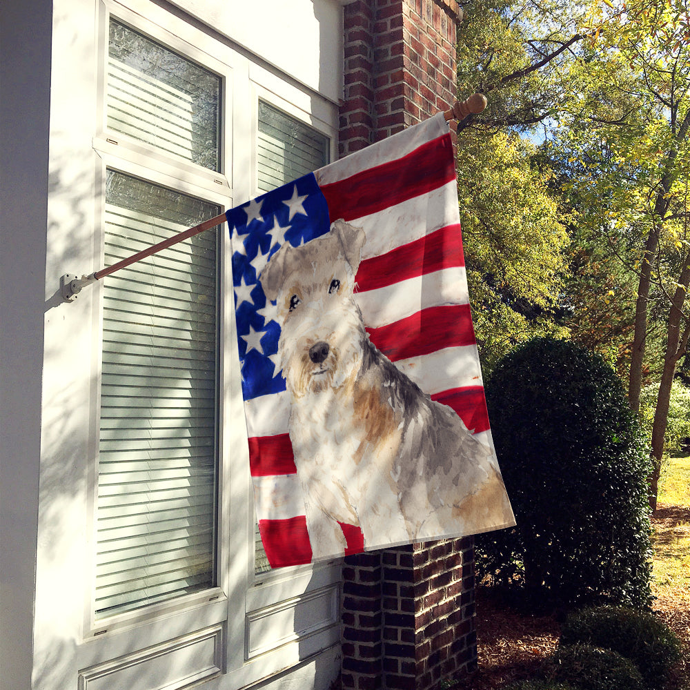 Patriotic USA Lakeland Terrier House Flag 28x40 Porch Sleeve Pole Decorative Outside Yard Banner Artwork Wall Hanging, Polyester